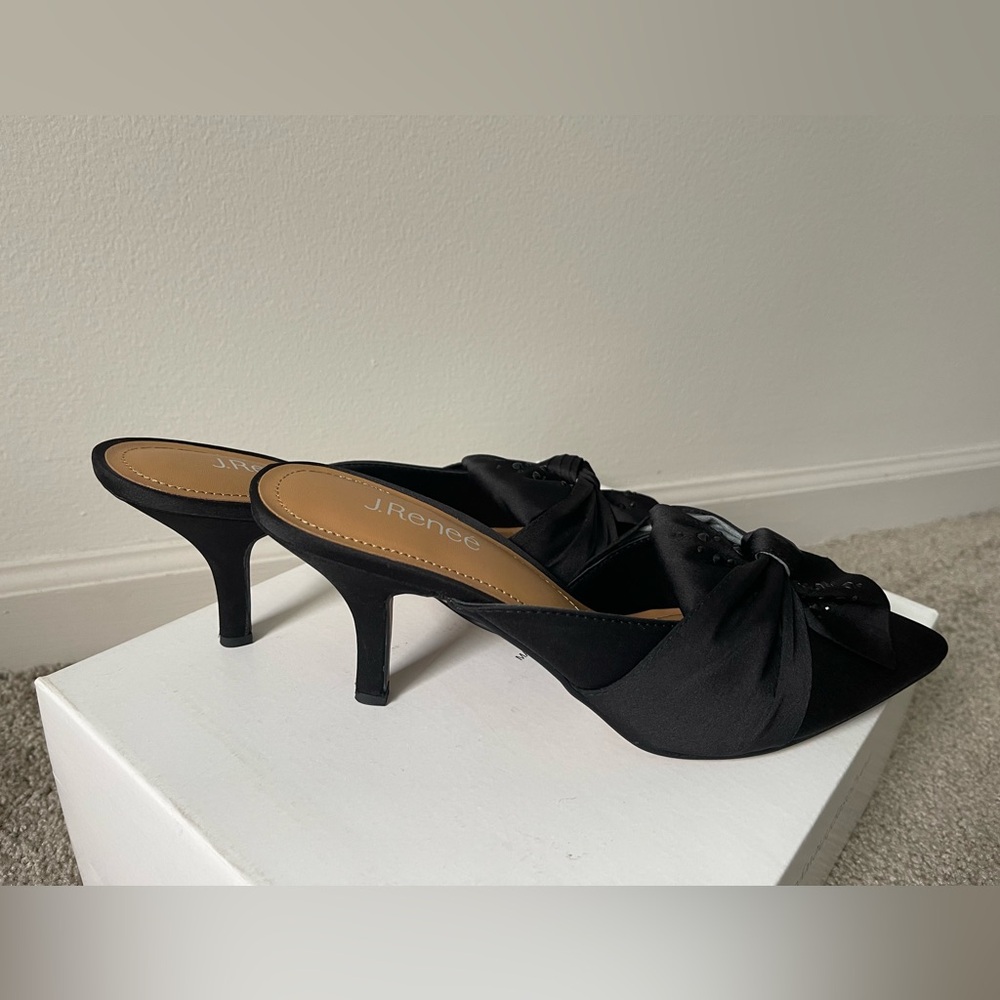 J.Renee MIANNA Pointed Toe Mule Women's Black Bow Size 11 - Picture 5 of 9